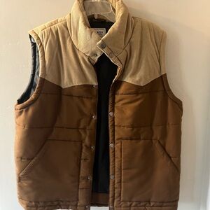 Men's Tan and Brown Puffer Vest